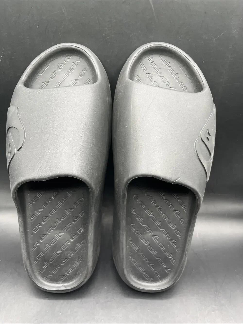 QUIKSILVER Men Sz 12 Slides Flip Flops Sandals Shoes Black